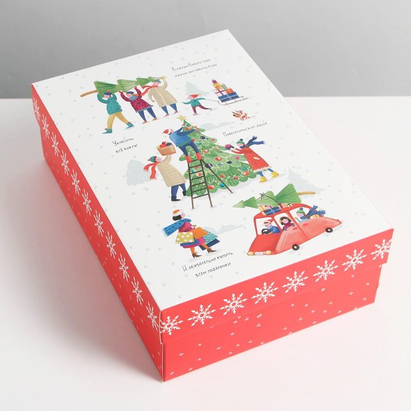 Коробка складная Новогодние истории 30×20×9см 