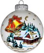 Украшение елочное шар Город на Рождество стекло 8см