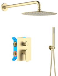 Комплект душевой системы скрытого монтажа AQUATEK Оберон AQ1272BG Set 3 в 1 шлифованное золото