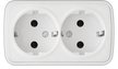 Розетка двойная накладная Электра IP20 16А с заземлением цвет белый