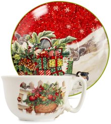 Набор чайный SIJ Рождественские яблоки Кружка 300мл+тарелка десертная 15см фарфор