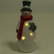 Фигурка керамическая Снеговик в цилиндре 18см, красно-серый, LED-подсветка (+ батарейка 2LR44), SYTCC-3823003