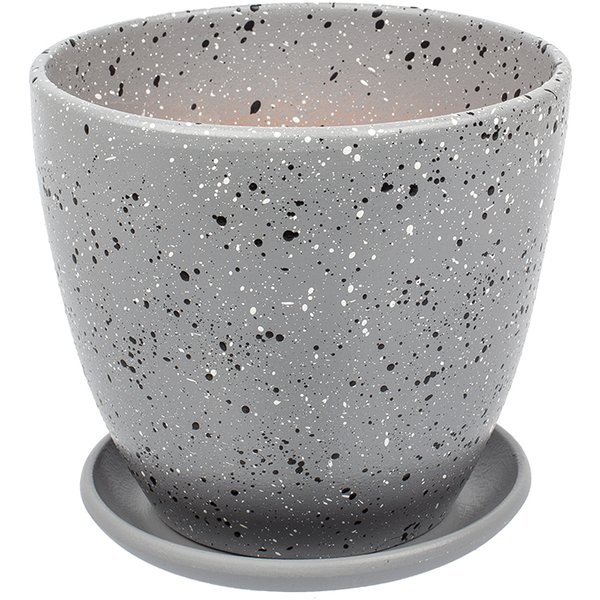 Горшок керамический Терраццо с подставкой d13,5 V1,4л h13 серый