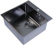 Мойка кухонная врезная Mixline Pro 50х50см глубина чаши 20см, нерж.сталь, черный графит, с сифоном
