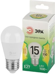 Лампочка светодиодная ЭРА GREEN LINE LED P45-15W-830-E27 GL E27 15 Вт шар теплый свет