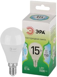 Лампочка светодиодная ЭРА GREEN LINE LED P45-15W-840-E14 GL E14 15 Вт шар яркий белый свет