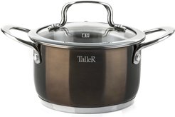 Кастрюля TalleR Брауни 1,9л 16х9,5см нерж.сталь,крышка стекло,индукция