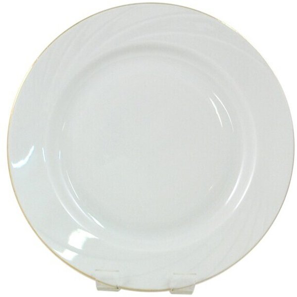 Тарелка круглая десертная 20см Голубка белая, отводка золотом, фарфор 0С0869