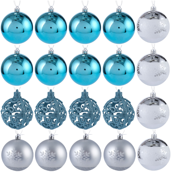 Набор шаров 20шт 8см, голубой+серебро, SYQA-0123241