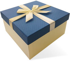 Коробка РутаУпак 21х21х11см синий/слоновая кость, картон