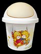 Корзина мусорная детская Little angel Bears 7л круг., слон. кость, пластик