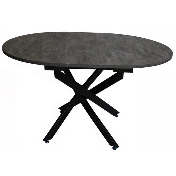 Стол обеденный раздвижной Нант D1000/1310х750мм круглый, ЛДСП/металл, железный камень/черный