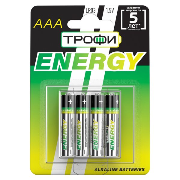 Батарейка алкалиновая Трофи Eco ААА/LR03 4шт
