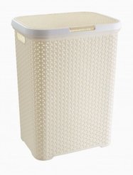 Корзина д/белья Fimako Ротанг 60л 43х33,6х55см пластик, кремовый