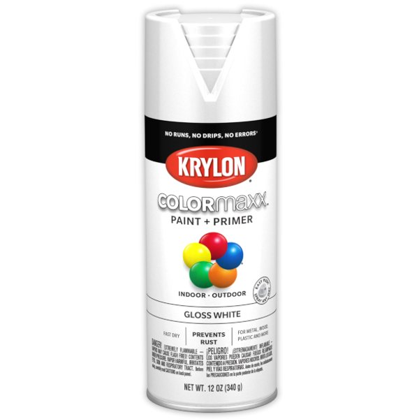 Краска универсальная KRYLON Colormaxx Gloss White глянцевая цвет-белый (0,34кг)