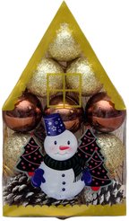 Набор золотых новогодних украшений 4см Новогодний домик 12шт НУ-4412