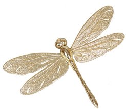 Украшение подвесное Стрекоза большая золотистый глиттер 190х120х20мм