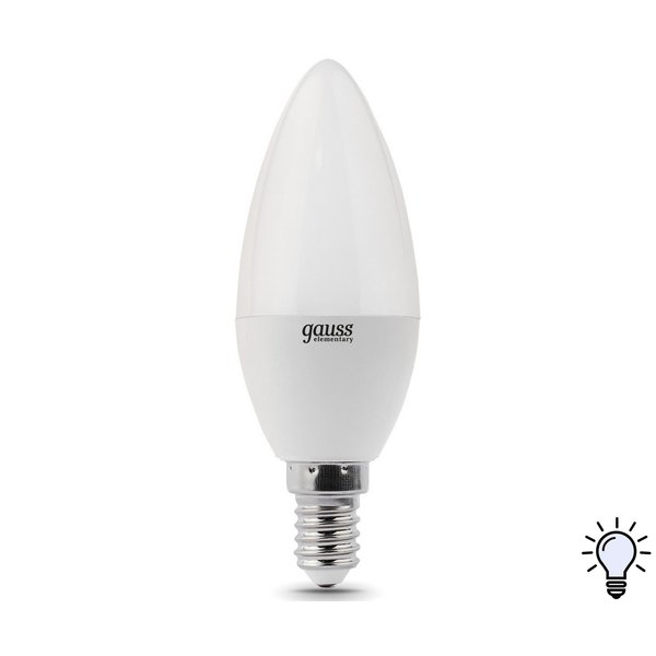 Лампа светодиодная Gauss Elementary 8W Е14 свеча 4100K  свет нейтральный белый