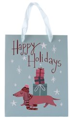 Пакет бумажный новогодний Такса с подарками 23х18х10см 210г, SYLPD23-006