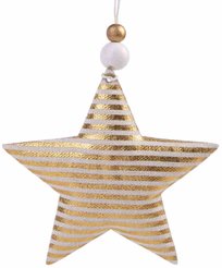 Украшение подвесное Золотая звезда в полоску 10,5x1,5x10,5см 89502