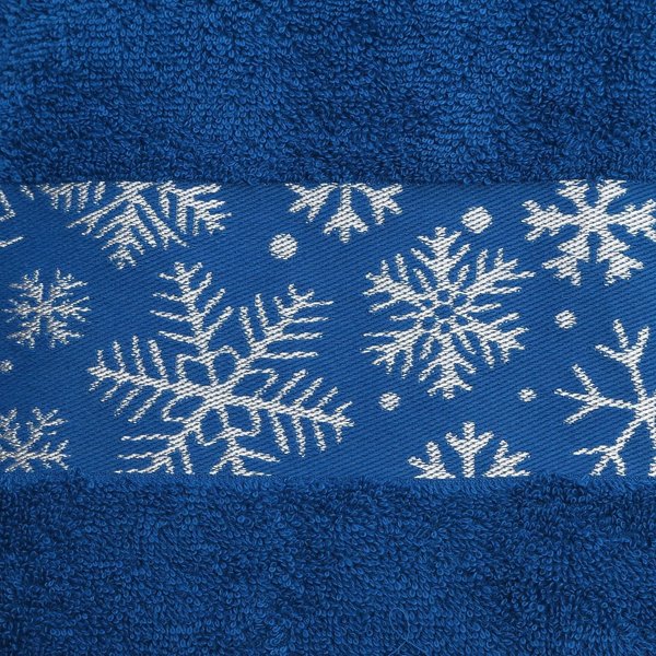 Полотенце махровое Снежинки 30х60см синий