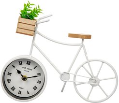 Часы велосипед с суккулентом 28х9х20 белый