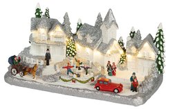 Композиция новогодняя декоративная Снежная деревня 31х16х16см EFIS-S08 ЭРА теплый белый свет 3АА