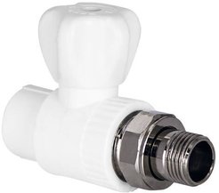 Кран полипропиленовый шаровый прямой для подключения радиатора TEBO PN25 d20х1/2" наружная резьба
