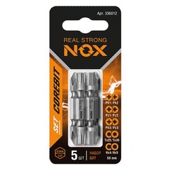 Набор бит NOX PH1xPH2 PZ1xPZ2 PH3хPZ3 Tx25xTx30 Hex4xHex5 50мм 5шт