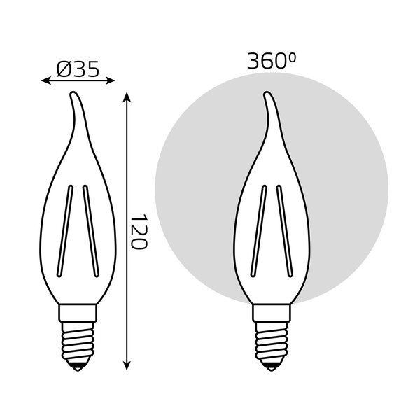 Лампа светодиодная Gauss Filament 7Вт Е14 свеча на ветру 4100К свет нейтральный белый