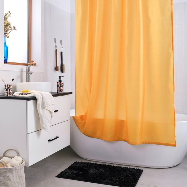 Штора для ванной Moroshka 180х200см Expressia желтый, полиэстер