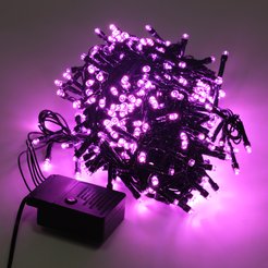 Электрогирлянда внутренняя Нить Shaggy 8м 400LED, розовый, яркий свет, с контролером, зеленый кабель