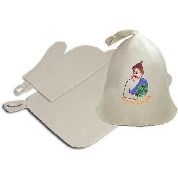 Набор подарочный из 3-х предметов (шапка для бани,рукавица,коврик) Банные штучки