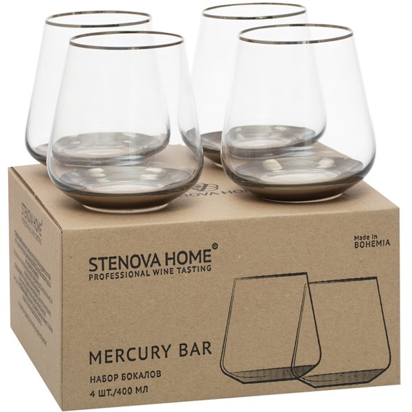 Набор бокалов Stenova home Mercury Bar 400мл 4шт стекло