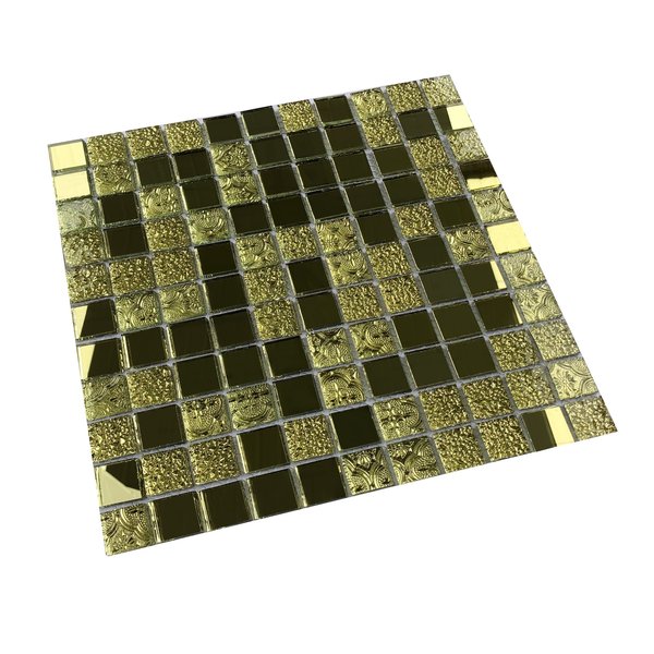 Мозаика Tessare 30,0х30,0х0,4см стекло золотисто-серый (HSNMIG01)-зеркальная
