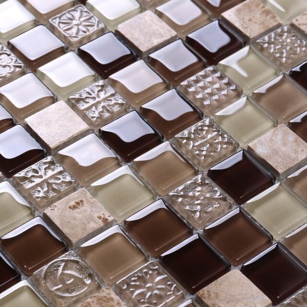 Мозаика Tessare 30,0х30,0х0,6см стекло бежево-шоколадный шт(KS233)