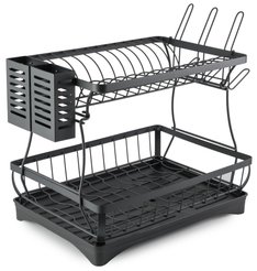 Сушилка д/посуды двухуровневая Qually 42x30x35см металл, черный