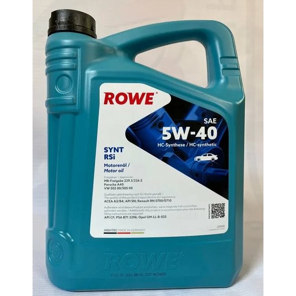 Масло моторное Rowe Hightec Synt RSi SAE 5W-40 синтетическое 4л 