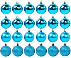 Набор шаров 24шт 6см голубой (глянец: 12шт, матовые: 6шт, глиттер: 6шт), SYQA-012103-LB