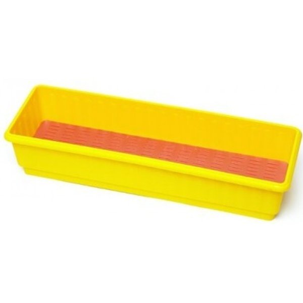 Ящик для цветов цветной с дренажной решеткой 590х190х120мм