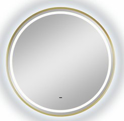 Зеркало Тиор Led золотой D60см с бесконтактным сенсором и холодной подсветкой