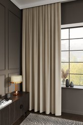 Штора готовая портьера 200х280 бархат серо-бежевый