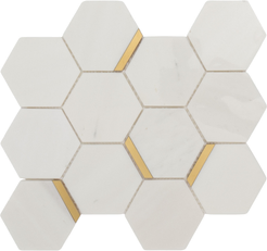 Мозаика 31,7x27,0x0,8cм  мрамор, нержавеющая сталь