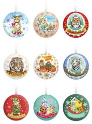 Шар Символ года Тигр с новогодним пожеланием 6,5см,86352