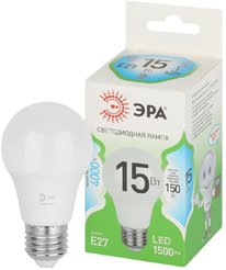 Лампочка светодиодная ЭРА GREEN LINE LED A60-15W-840-E27 GL E27 15 Вт груша яркий белый свет