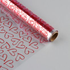 Плёнка глянцевая прозрачная Сердца красные 0,6x10м 10091664