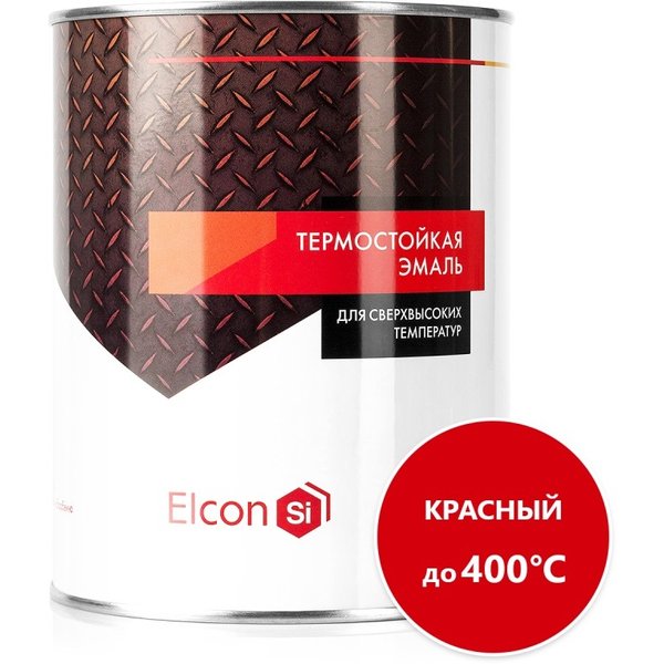 Эмаль термостойкая антикоррозионная Elcon,красная до +400С, 0,8кг
