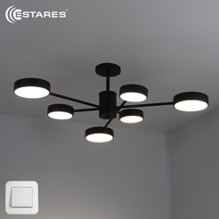 Люстра управляемая светодиодная MATEO 75W 6R-ON/OFF-915x250-BLACK/WHITE-220-IP20     