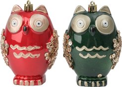 Набор украшений Совы 2шт 10,5х7,5см красный+зеленый, SYQD1-0124020