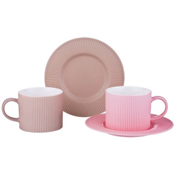 Набор чайный Розовый&Кофейный 280мл на 2перс.,4 предм.фарфор